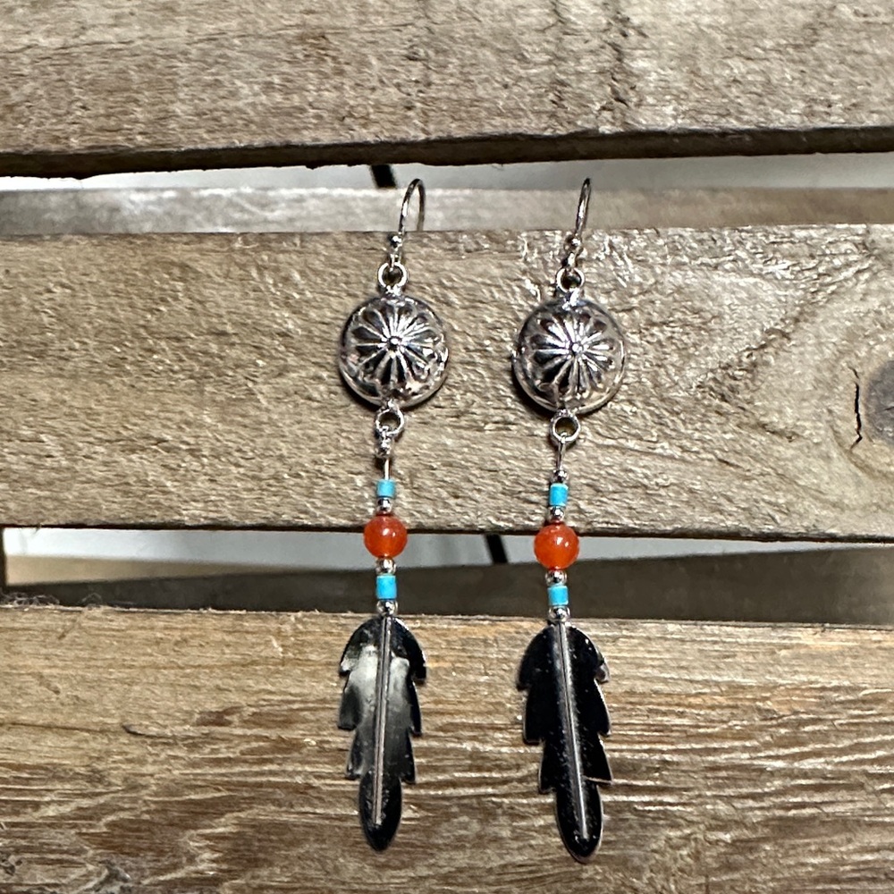 Navajo tribal Native American great shape 925 sterling silver stamped earrings